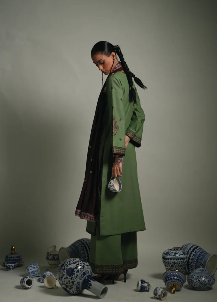 Winter Weave by Jahaan RTW Embroidered Khaddar 3 Piece Suit Sage Casual Collection