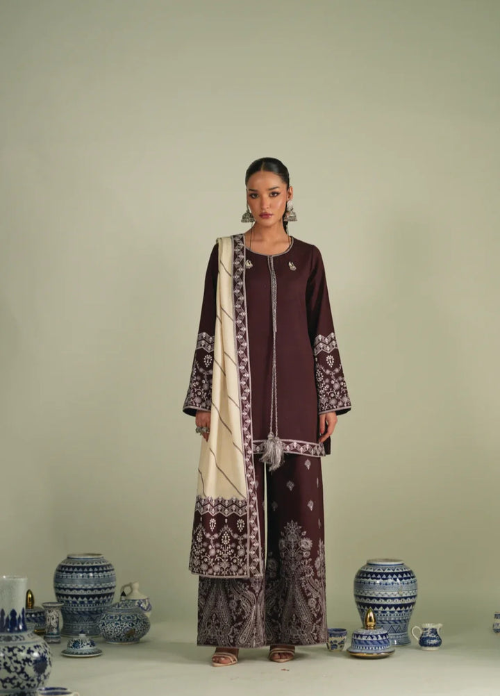 Winter Weave by Jahaan RTW Embroidered Khaddar 3 Piece Suit Dusk Casual Collection