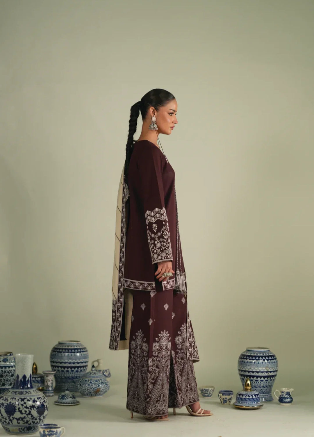 Winter Weave by Jahaan RTW Embroidered Khaddar 3 Piece Suit Dusk Casual Collection