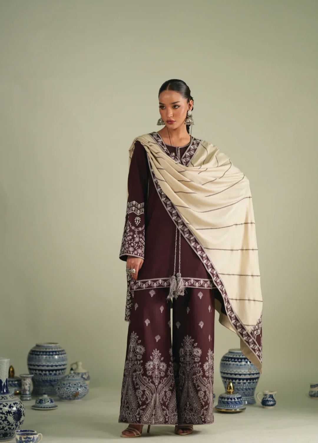 Winter Weave by Jahaan RTW Embroidered Khaddar 3 Piece Suit Dusk Casual Collection