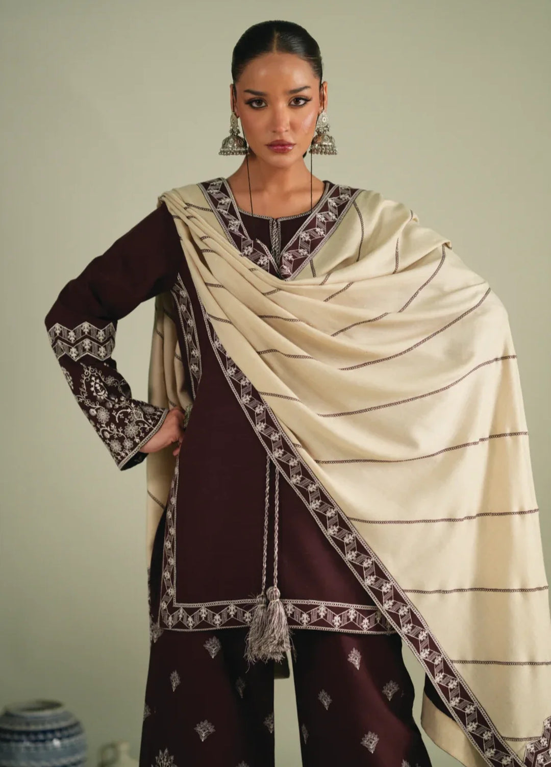 Winter Weave by Jahaan RTW Embroidered Khaddar 3 Piece Suit Dusk Casual Collection