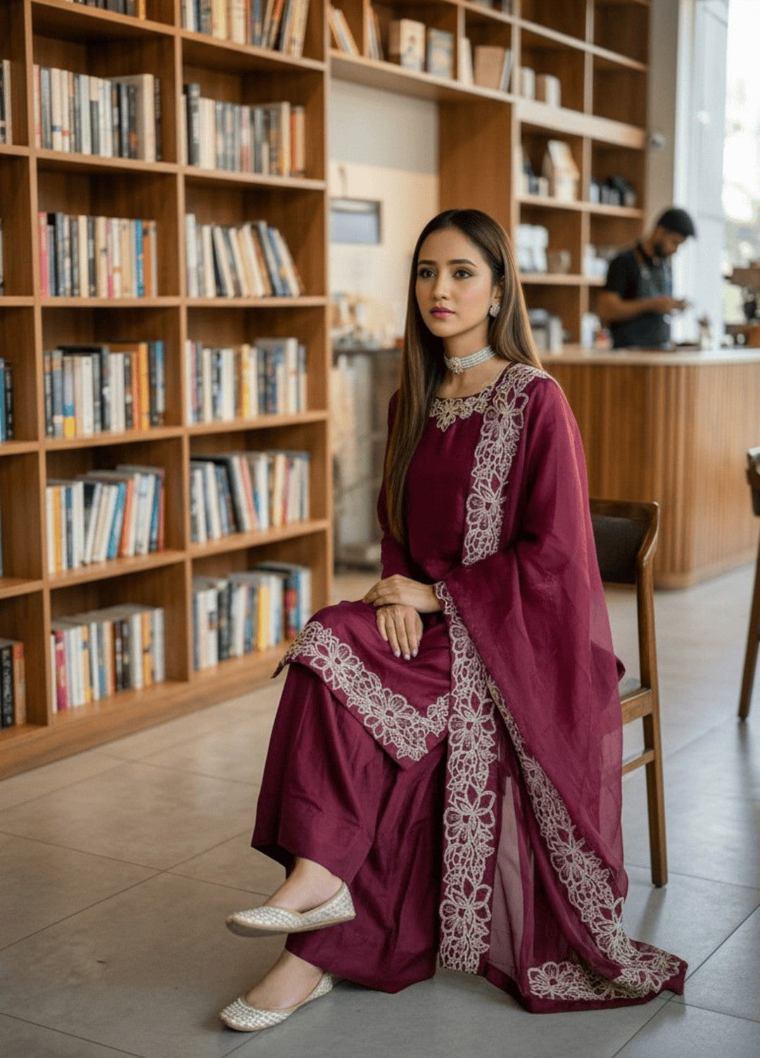 Heritage by Maherposh RTW Embroidered Lawn 3 Piece Suit Maroon Festive Collection