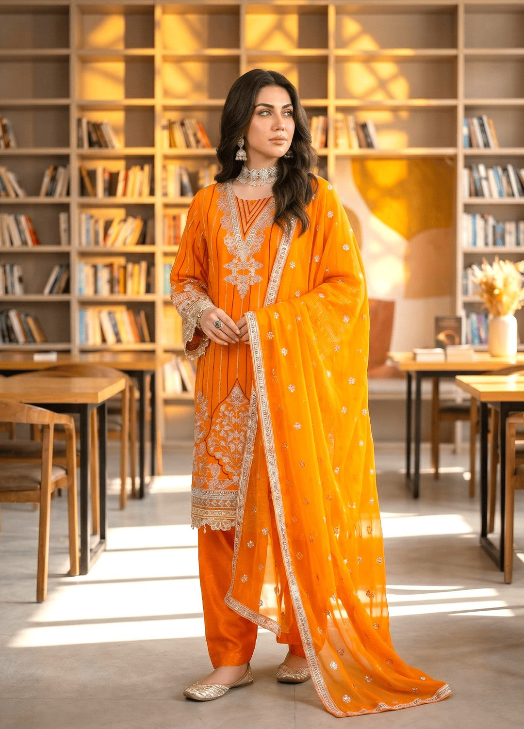 Maher E Naseeb by Maherposh RTW Embroidered Chiffon 3 Piece Suit SM-9001 Festive Collection