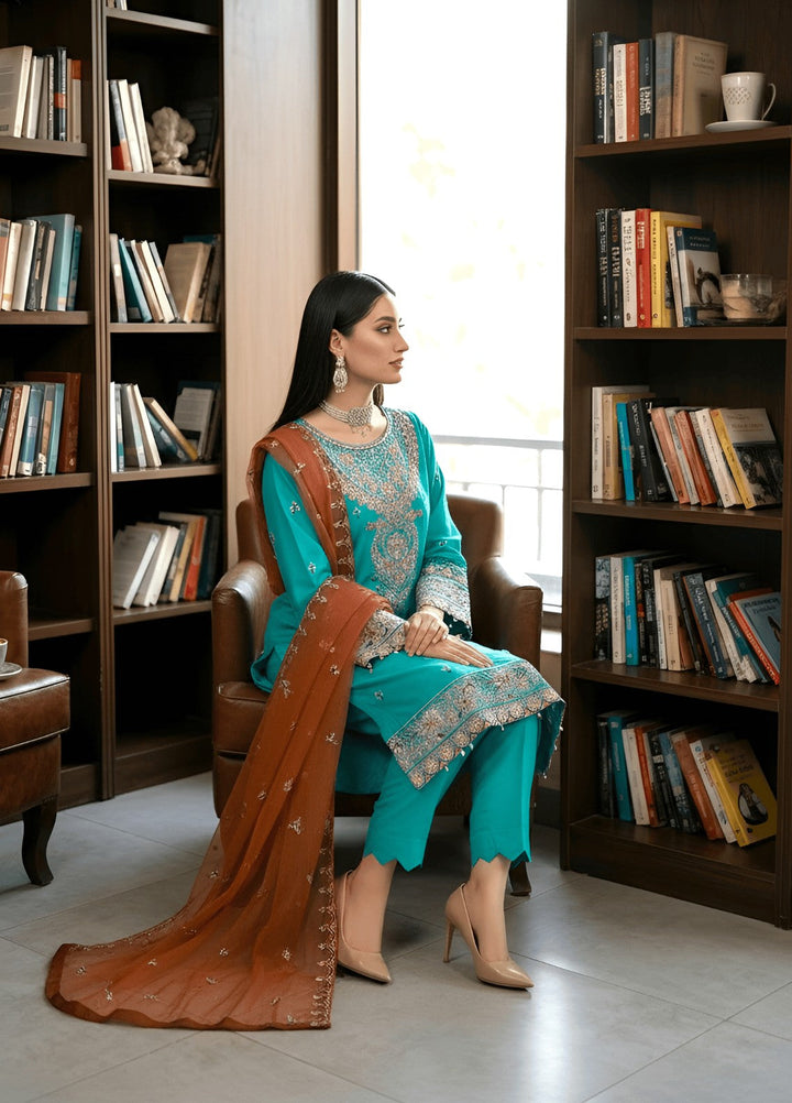 Maher E Naseeb by Maherposh RTW Embroidered Chiffon 3 Piece Suit FHM-2047 Festive Collection