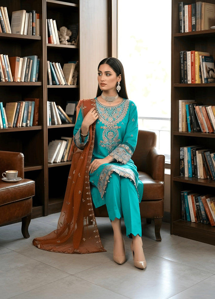 Maher E Naseeb by Maherposh RTW Embroidered Chiffon 3 Piece Suit FHM-2047 Festive Collection