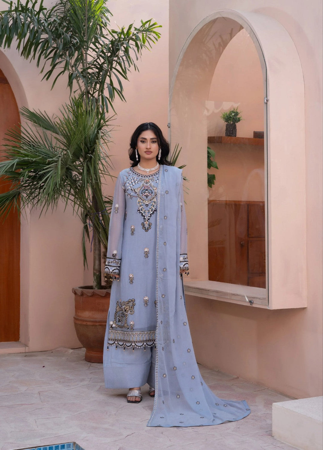 Maher E Naseeb by Maherposh RTW Embroidered Chiffon 3 Piece Suit HM-2012 Festive Collection