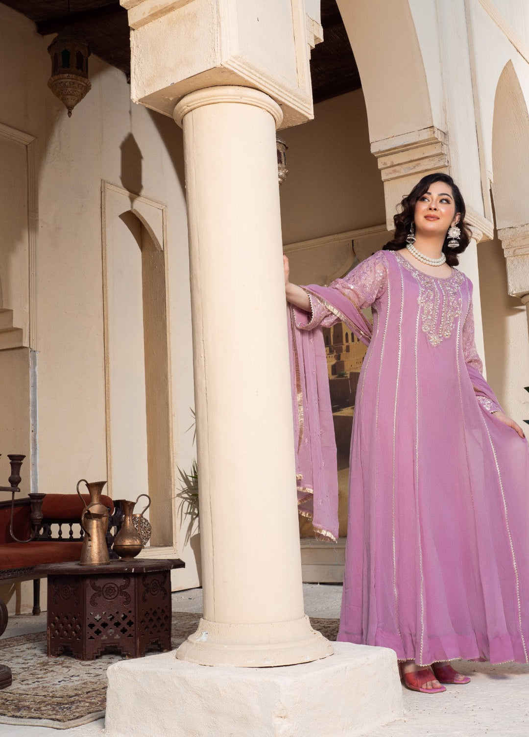 Rasm e Bahaar by Al Siyaab RTW Embroidered Chiffon 3 Piece Suit Raani Lilac Festive Collection
