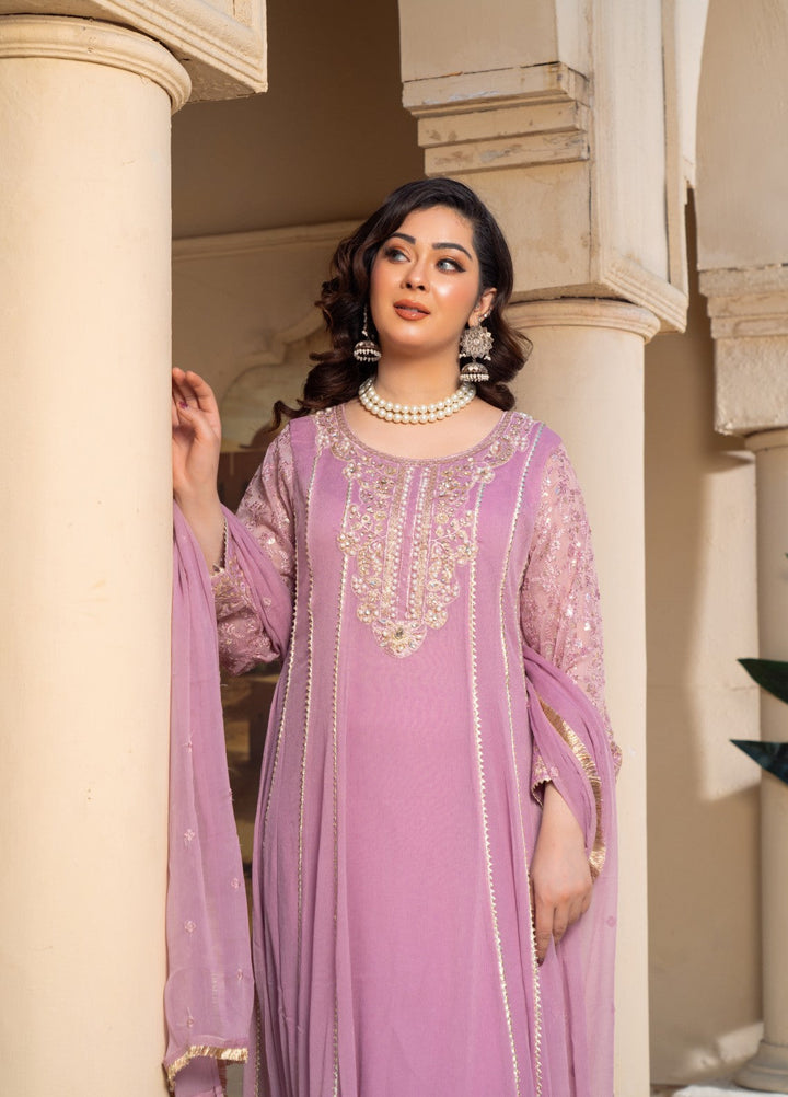 Rasm e Bahaar by Al Siyaab RTW Embroidered Chiffon 3 Piece Suit Raani Lilac Festive Collection