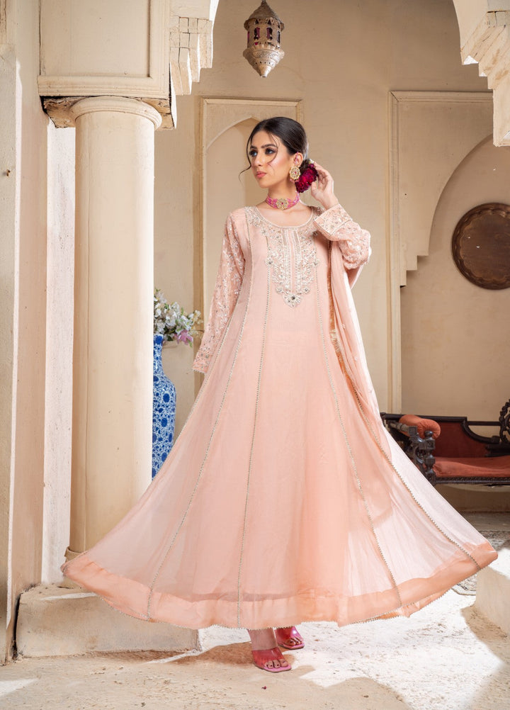 Rasm e Bahaar by Al Siyaab RTW Embroidered Chiffon 3 Piece Suit RAANI PEACH Festive Collection