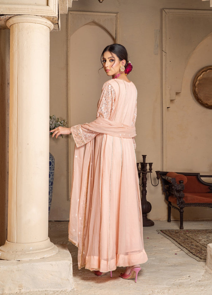 Rasm e Bahaar by Al Siyaab RTW Embroidered Chiffon 3 Piece Suit RAANI PEACH Festive Collection