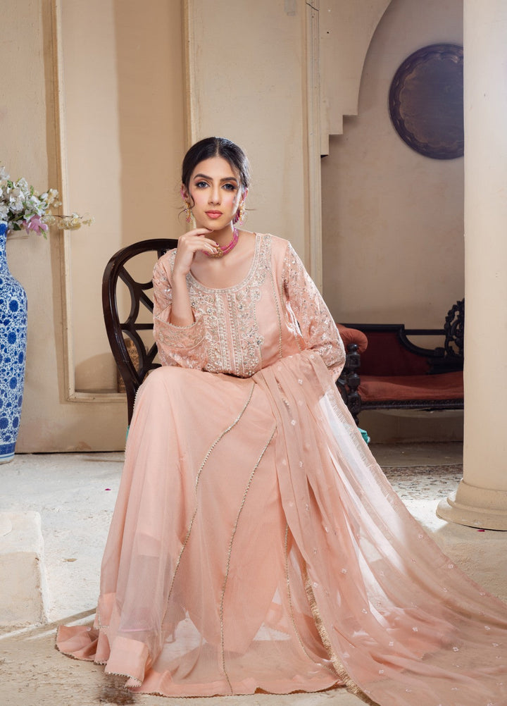 Rasm e Bahaar by Al Siyaab RTW Embroidered Chiffon 3 Piece Suit RAANI PEACH Festive Collection