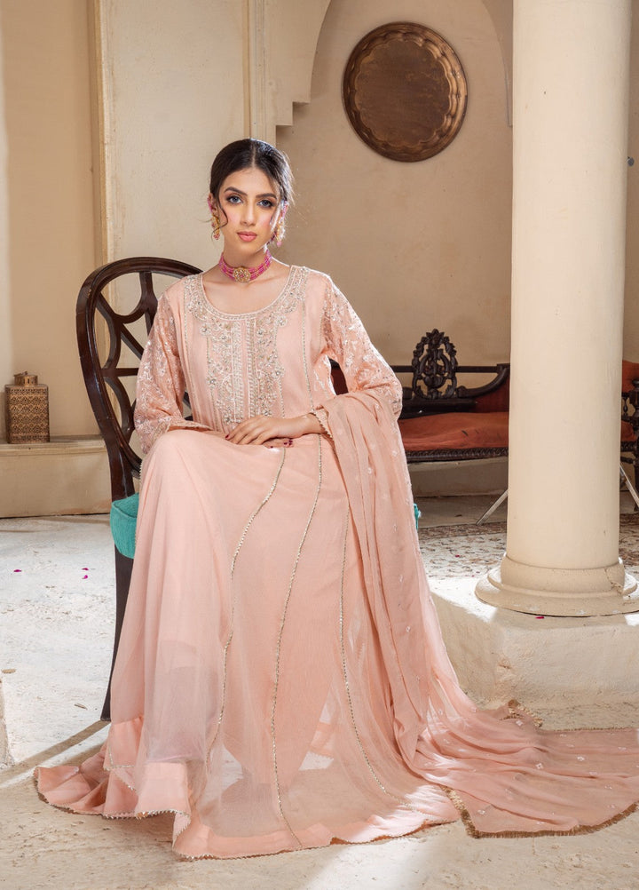 Rasm e Bahaar by Al Siyaab RTW Embroidered Chiffon 3 Piece Suit RAANI PEACH Festive Collection