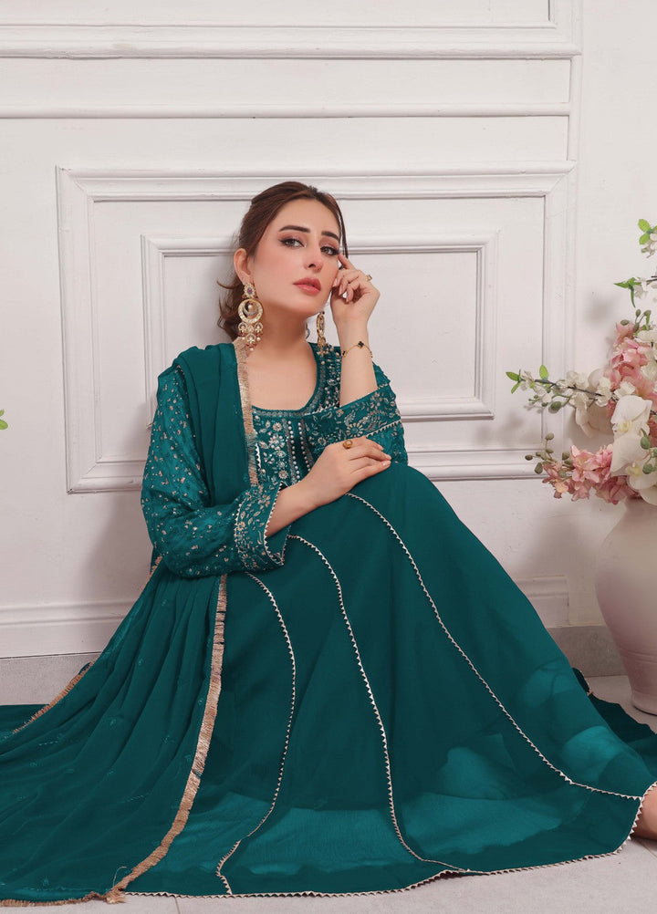 Rasm e Bahaar by Al Siyaab RTW Embroidered Chiffon 3 Piece Suit RAANI PEACOCK Festive Collection