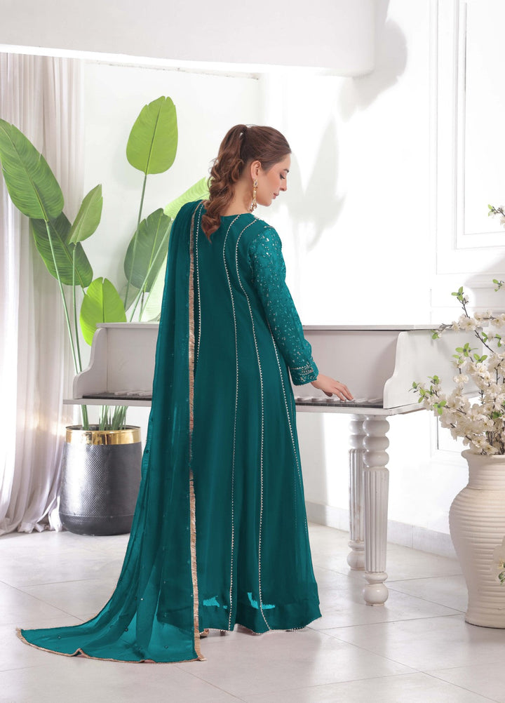 Rasm e Bahaar by Al Siyaab RTW Embroidered Chiffon 3 Piece Suit RAANI PEACOCK Festive Collection