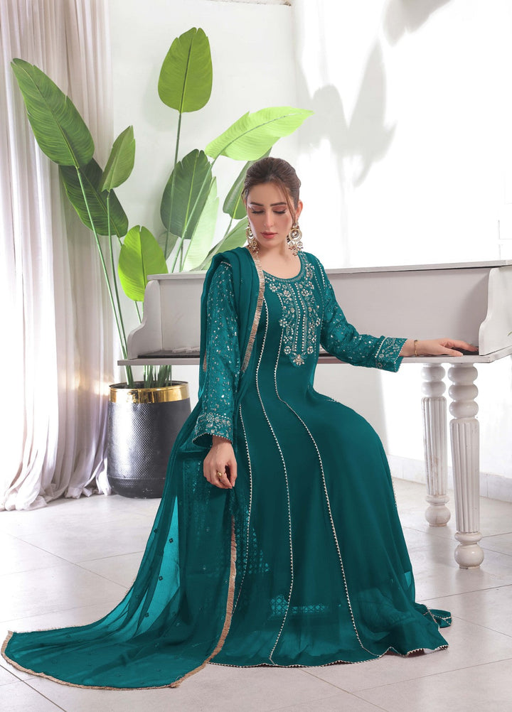 Rasm e Bahaar by Al Siyaab RTW Embroidered Chiffon 3 Piece Suit RAANI PEACOCK Festive Collection