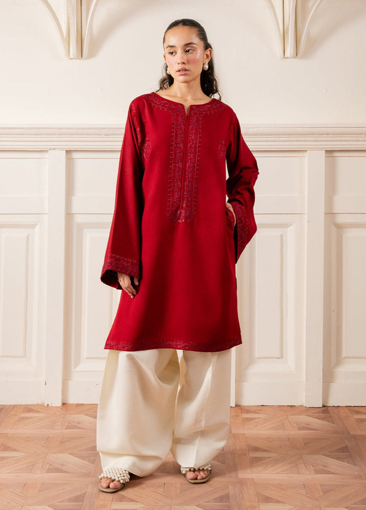 The Art by Yards RTW Embroidered Karandi 2 Piece Suit Crimsona Casual Collection