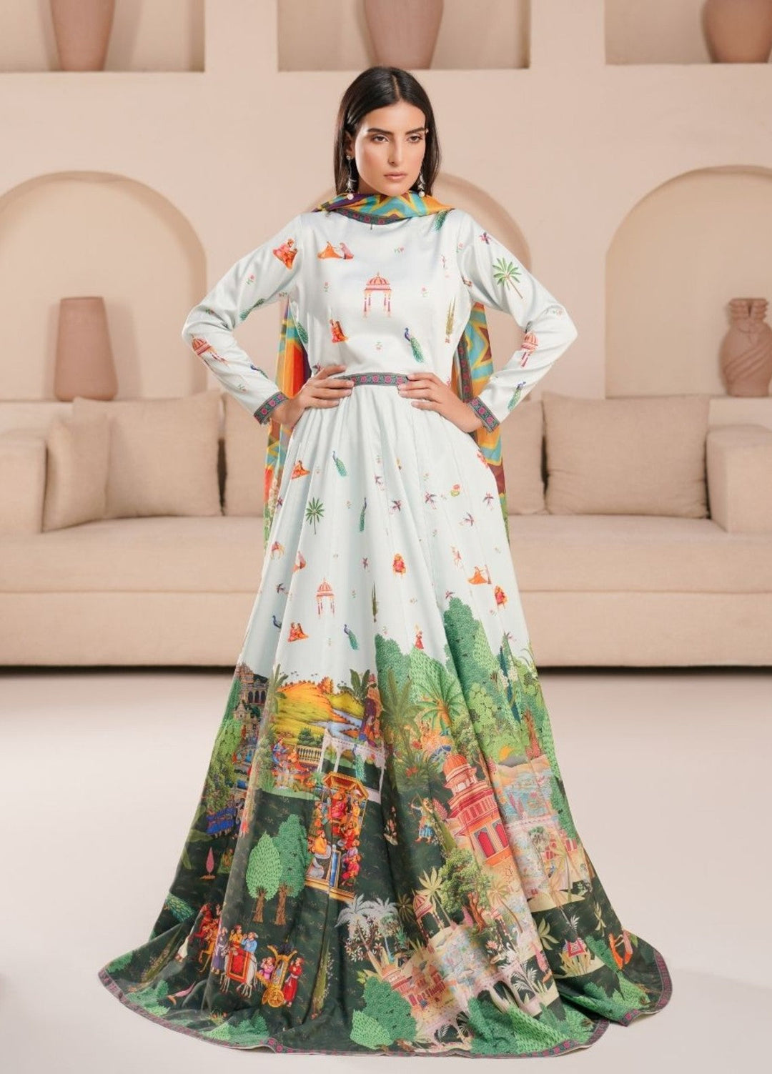 Irtiqa by Anayra Amal Unstitched Printed Raw Silk 3 Piece Suit Canvas Casual Collection