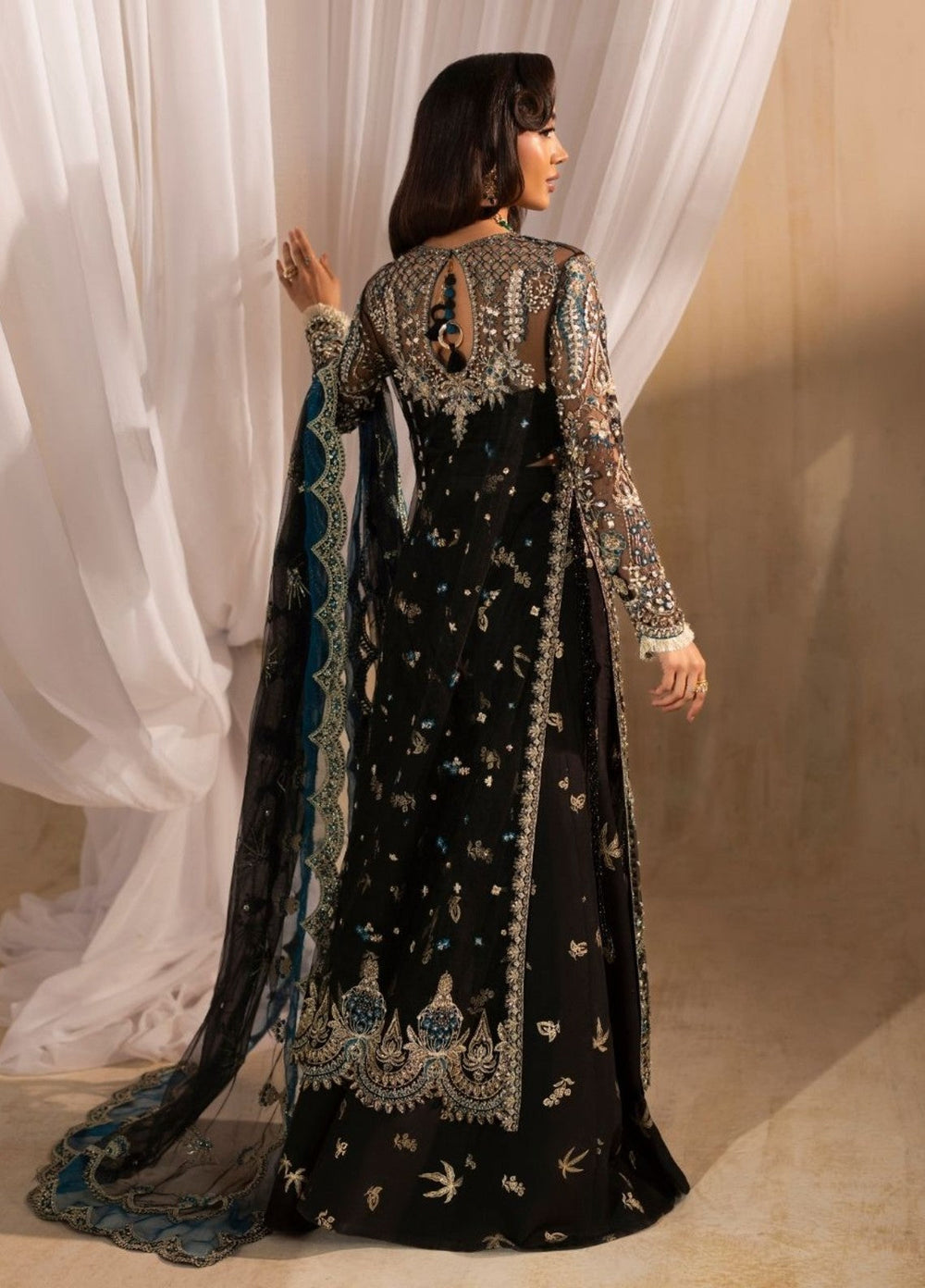 Tehwaar by Anayra Amal Unstitched Embroidered Net 3 Piece Suit Siyah Wedding Collection