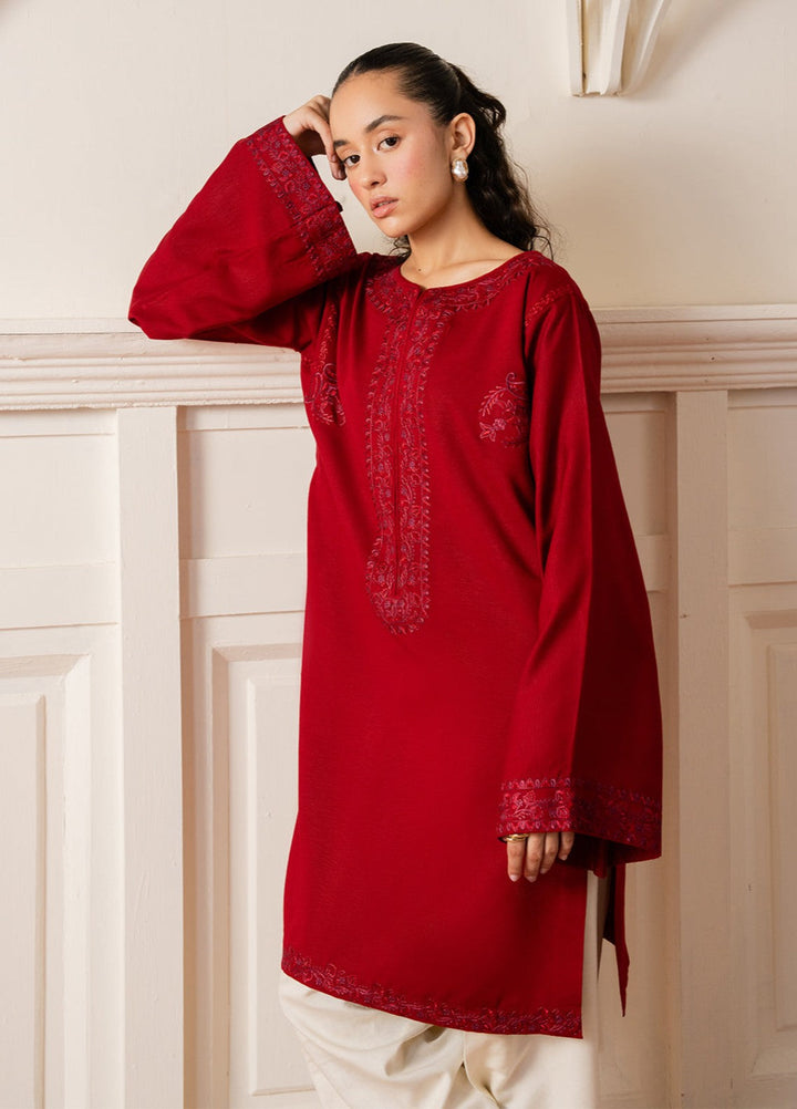 The Art by Yards RTW Embroidered Karandi 2 Piece Suit Crimsona Casual Collection