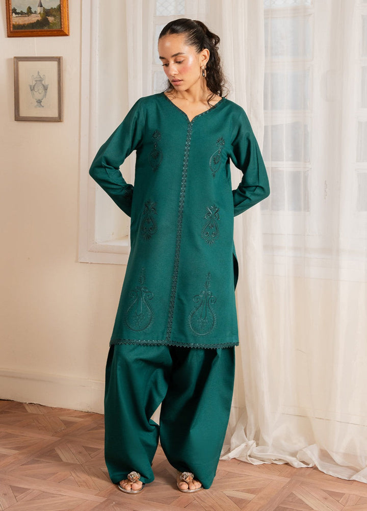 The Art by Yards RTW Embroidered Karandi 2 Piece Suit Verde Casual Collection