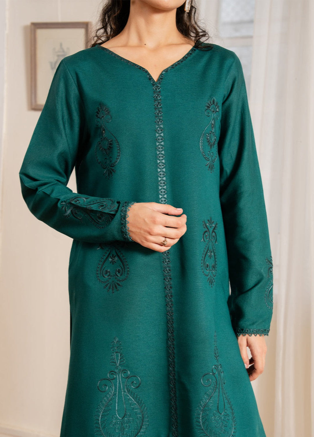 The Art by Yards RTW Embroidered Karandi 2 Piece Suit Verde Casual Collection
