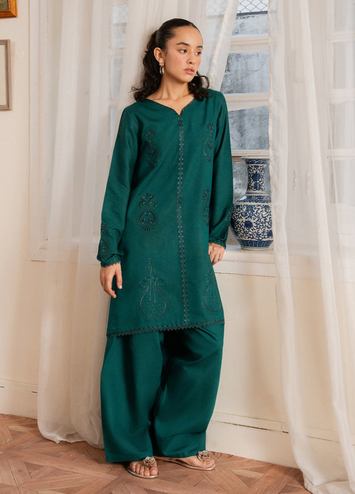 The Art by Yards RTW Embroidered Karandi 2 Piece Suit Verde Casual Collection