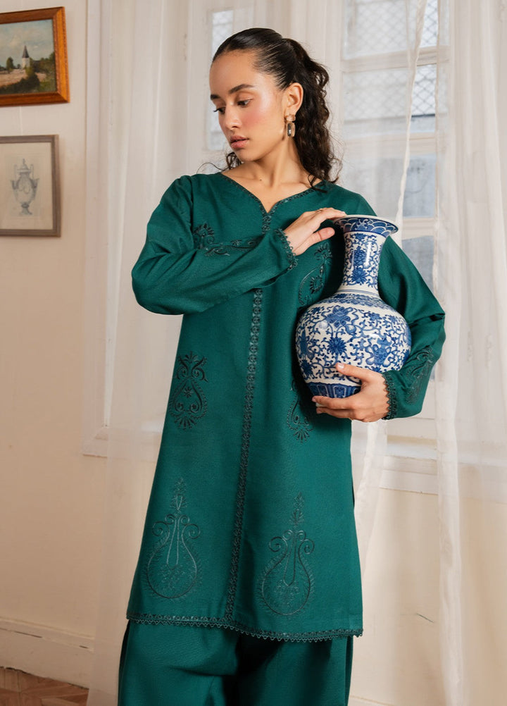 The Art by Yards RTW Embroidered Karandi 2 Piece Suit Verde Casual Collection