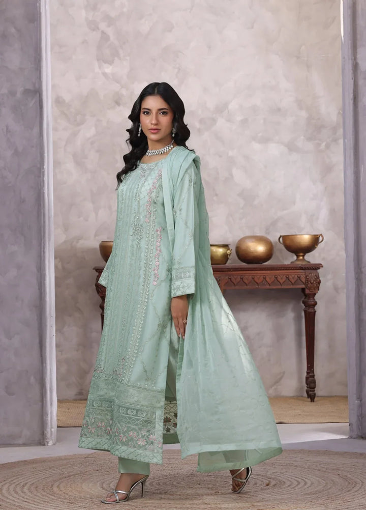 Gul Bano by Shamooz RTW Embroidered Crinkle Chiffon 3 Piece Suit SHM26RG I-CH-0017 Aqua - Festive Collection