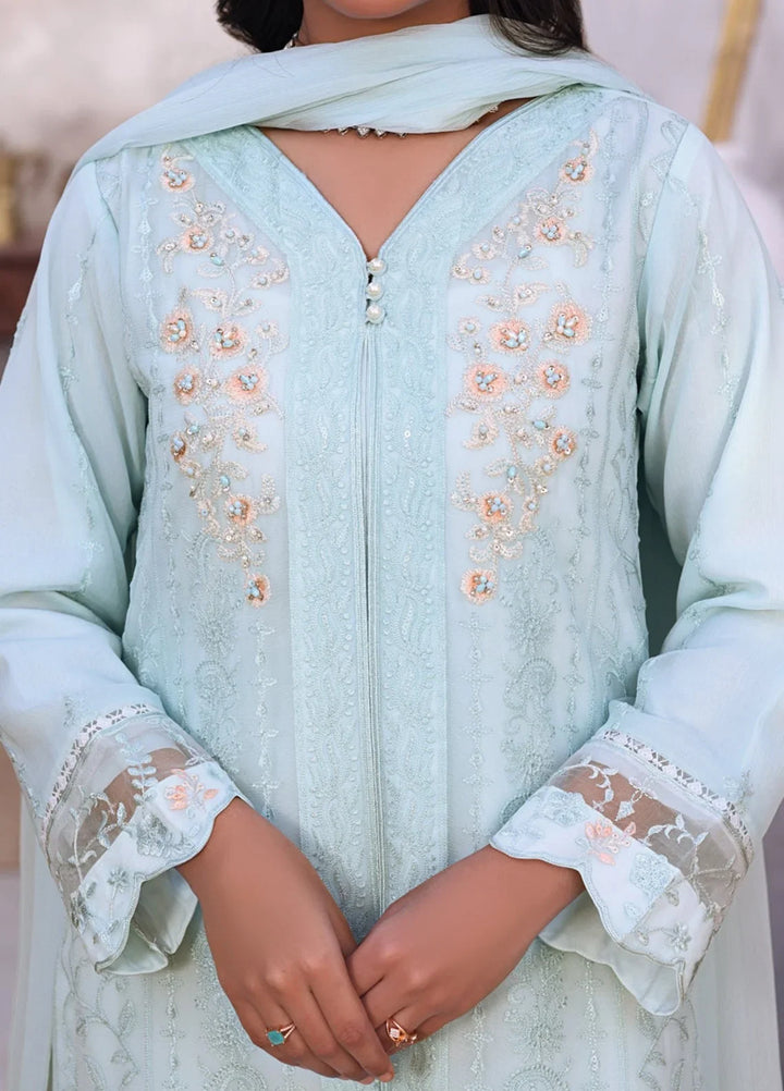 Gul Bano by Shamooz RTW Embroidered Crinkle Chiffon 3 Piece Suit SHM26RG I-CH-0018 Baby Blue - Festive Collection