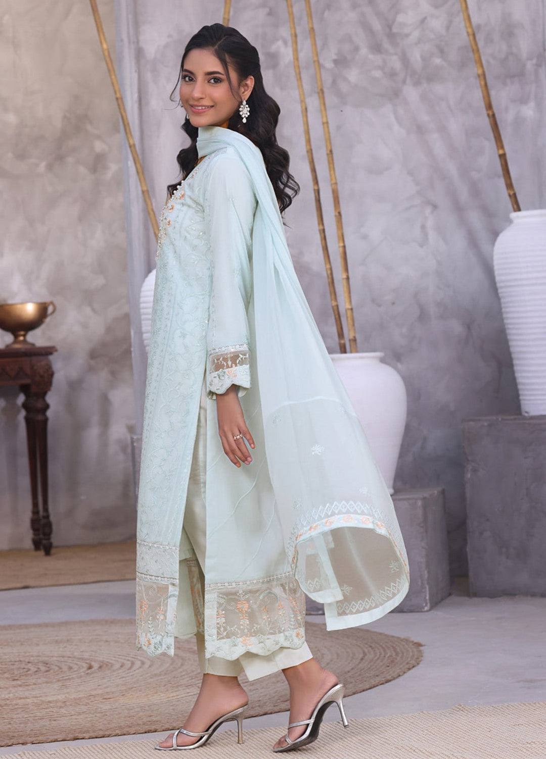 Shamooz Women RTW Embroidered Chiffon 3 Piece Suit Baby Blue I-CH-0018 Festive Collection