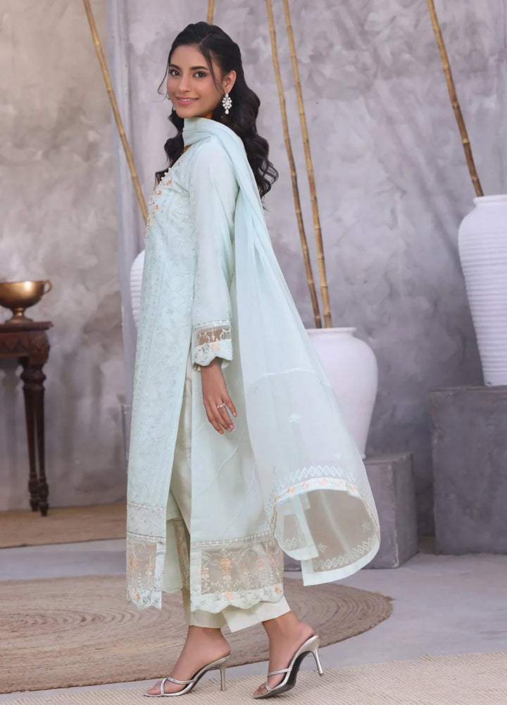 Gul Bano by Shamooz RTW Embroidered Crinkle Chiffon 3 Piece Suit SHM26RG I-CH-0018 Baby Blue - Festive Collection