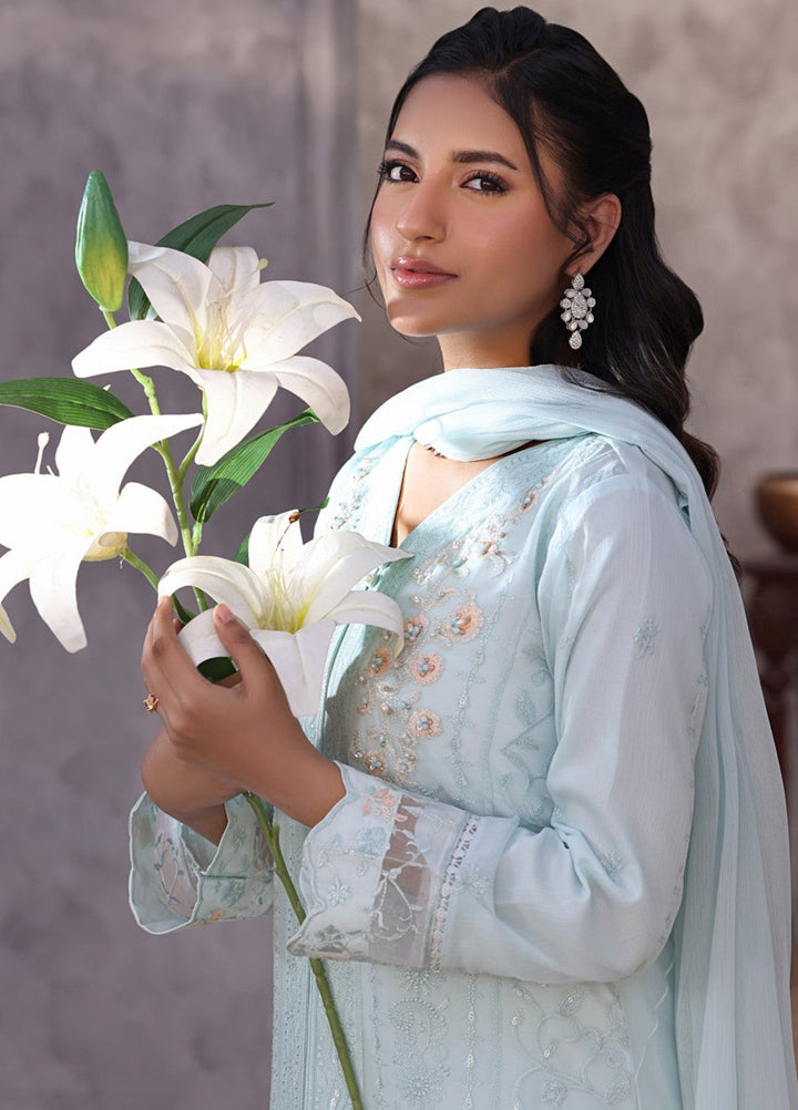 Shamooz Women RTW Embroidered Chiffon 3 Piece Suit Baby Blue I-CH-0018 Festive Collection