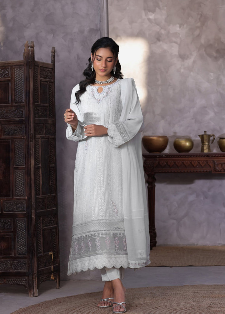 Shamooz Women RTW Embroidered Chiffon 3 Piece Suit Mist Grey I-CH-0019 Festive Collection