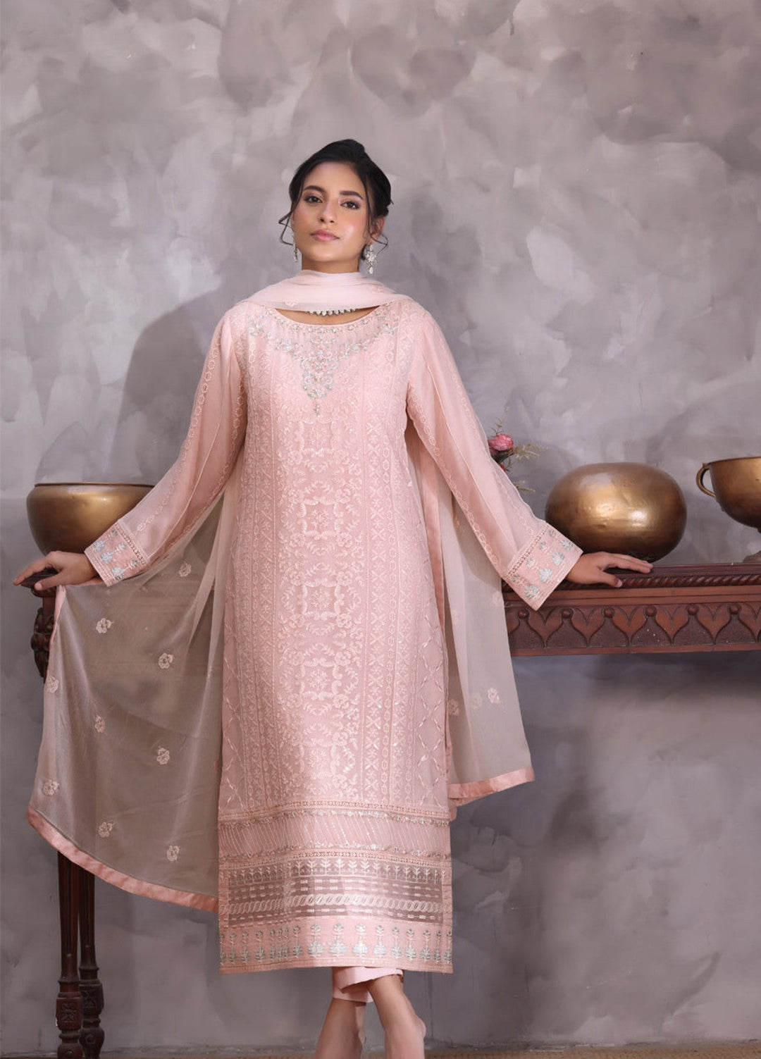 Shamooz Women RTW Embroidered Chiffon 3 Piece Suit Daisy I-CH-0025 Festive Collection