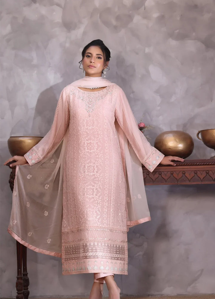 Gul Bano by Shamooz RTW Embroidered Crinkle Chiffon 3 Piece Suit SHM26RG Daisy I-CH-0025 - Festive Collection