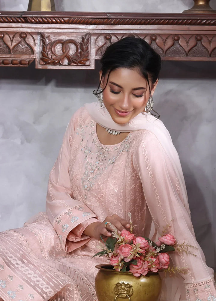 Gul Bano by Shamooz RTW Embroidered Crinkle Chiffon 3 Piece Suit SHM26RG Daisy I-CH-0025 - Festive Collection