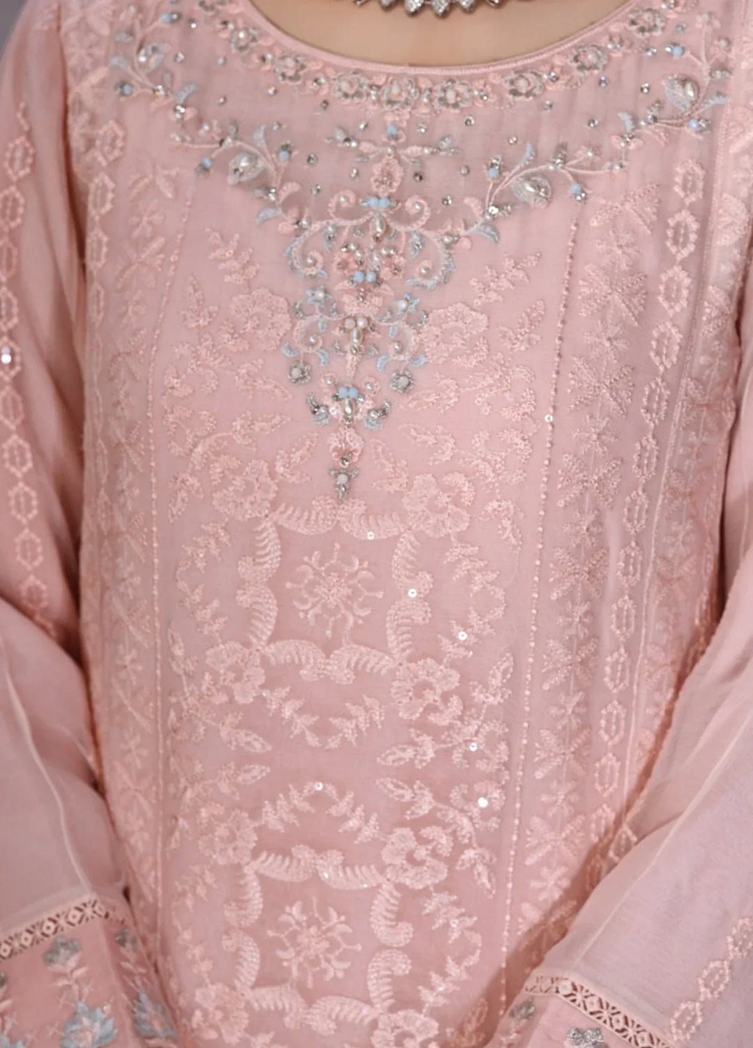 Gul Bano by Shamooz RTW Embroidered Crinkle Chiffon 3 Piece Suit SHM26RG Daisy I-CH-0025 - Festive Collection