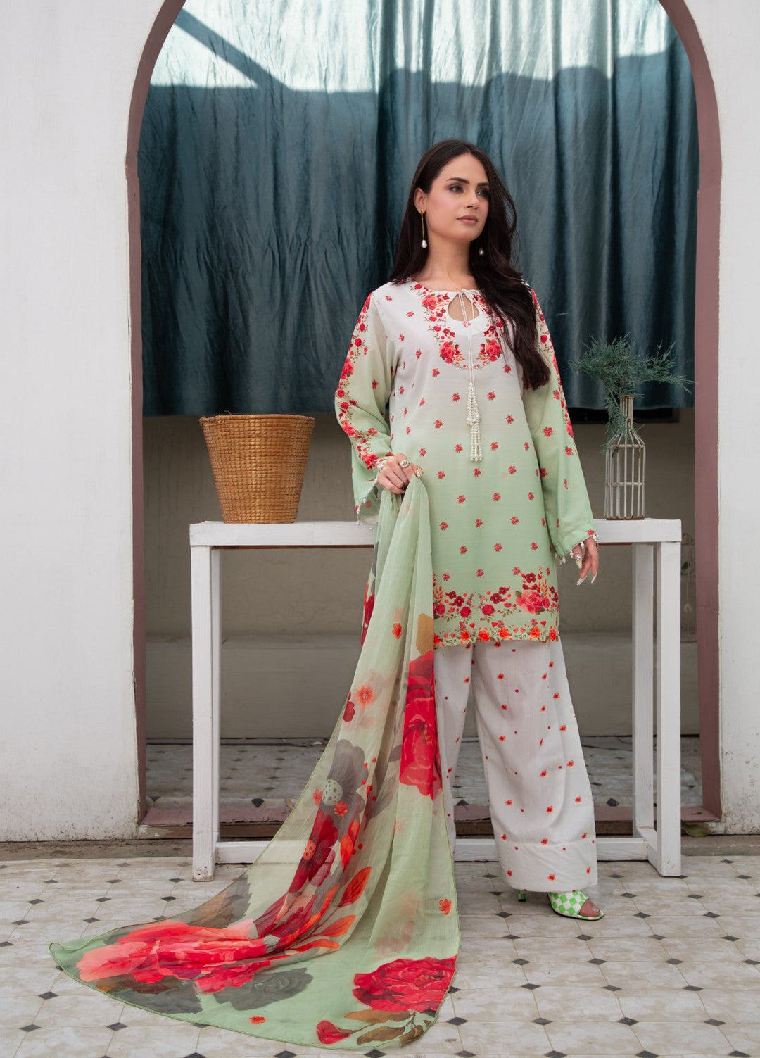 Syra's Atelier Women RTW Printed Lawn 3 Piece Suit Sabz Gul Farshi Festive Collection