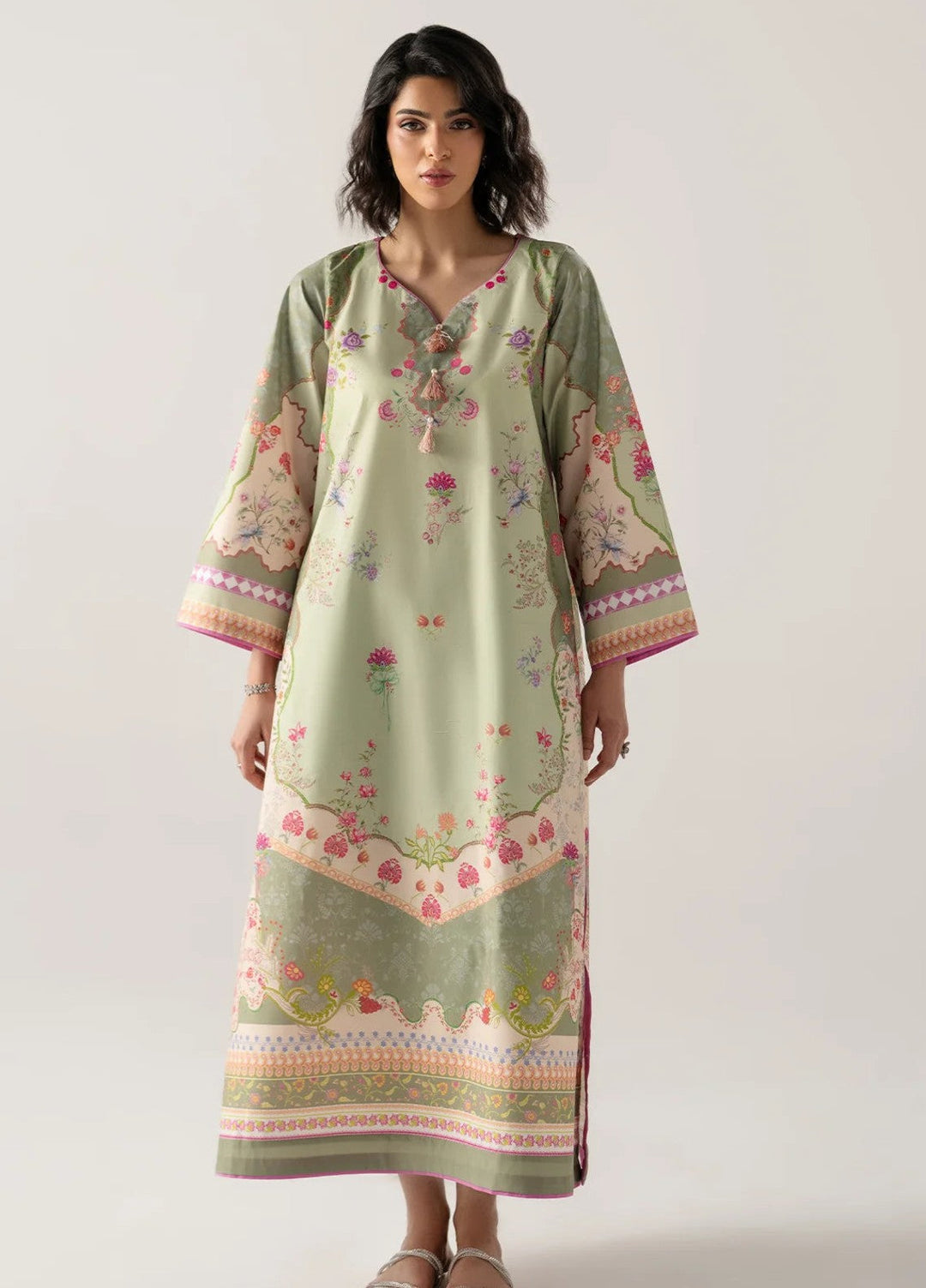 Zaymal Women RTW Printed Blended Lawn 2 Piece Suit SAGE GREEN Casual Collection