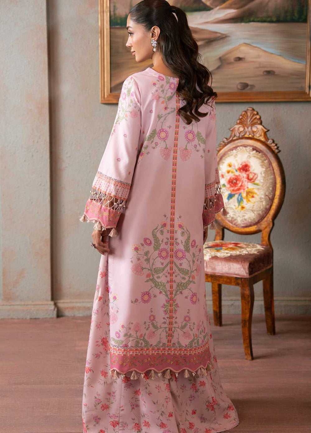 Zaymal Women RTW Printed Silk 2 Piece Suit LILAC Casual Collection