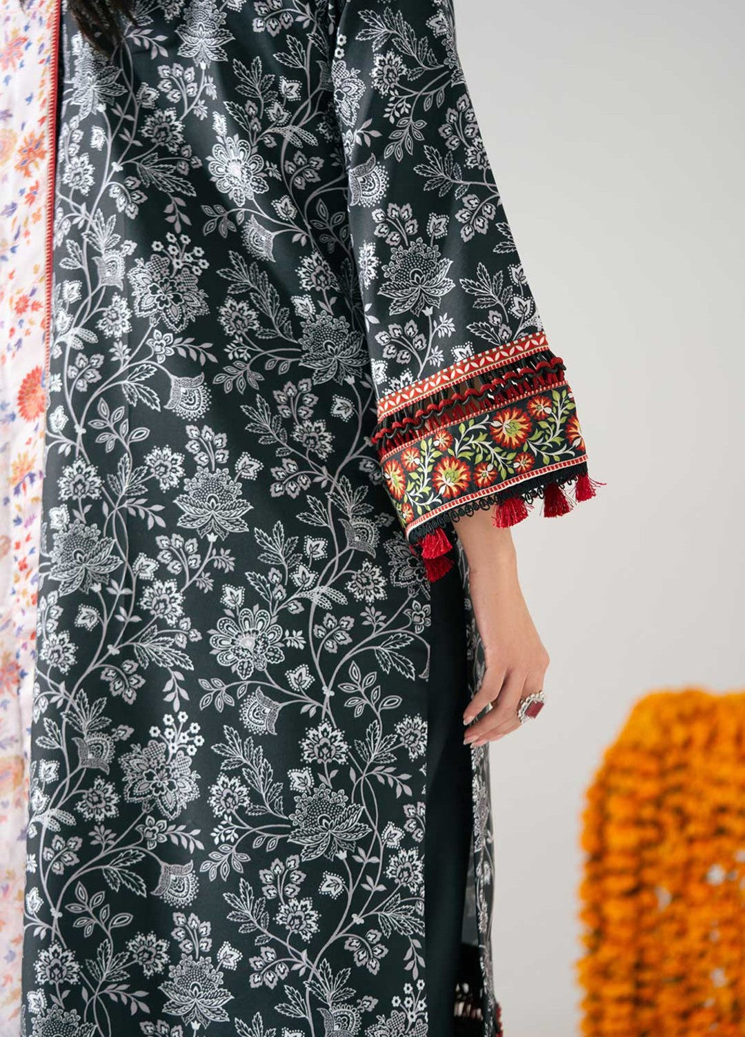 Zaymal Women RTW Printed Silk 3 Piece Suit MONOCHROME Casual Collection