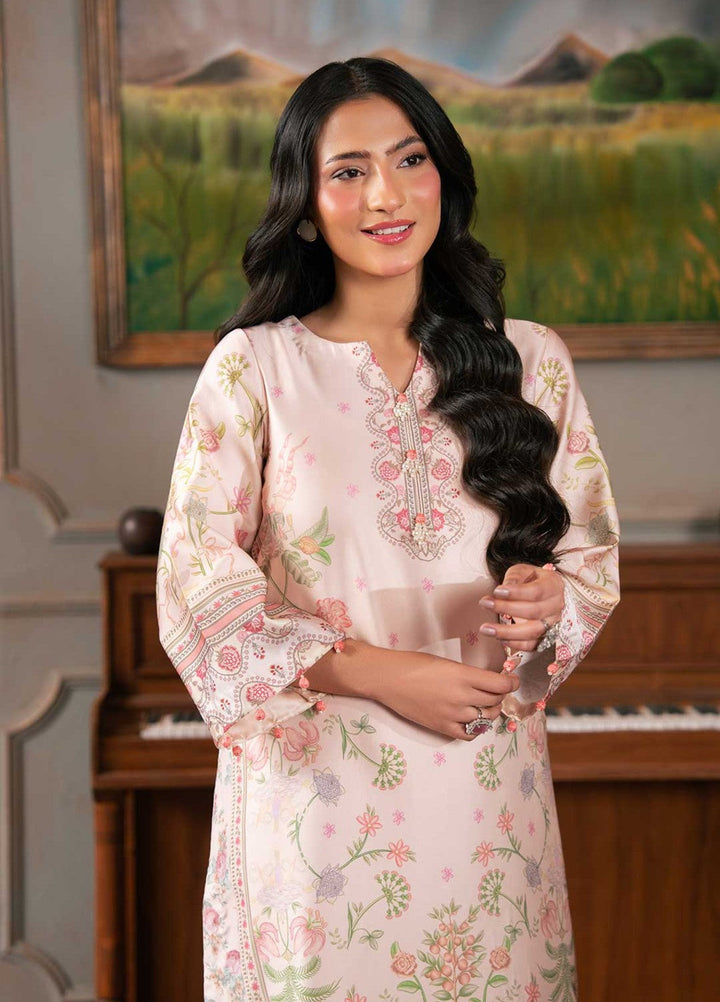 Zaymal Women RTW Printed Silk 2 Piece Suit SALMON PINK Festive Collection