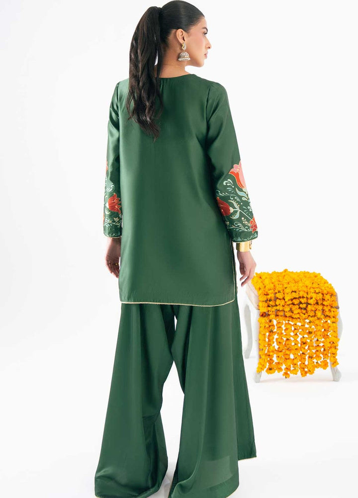 Zaymal Women RTW Printed Silk 2 Piece Suit EMERALD GREEN Festive Collection