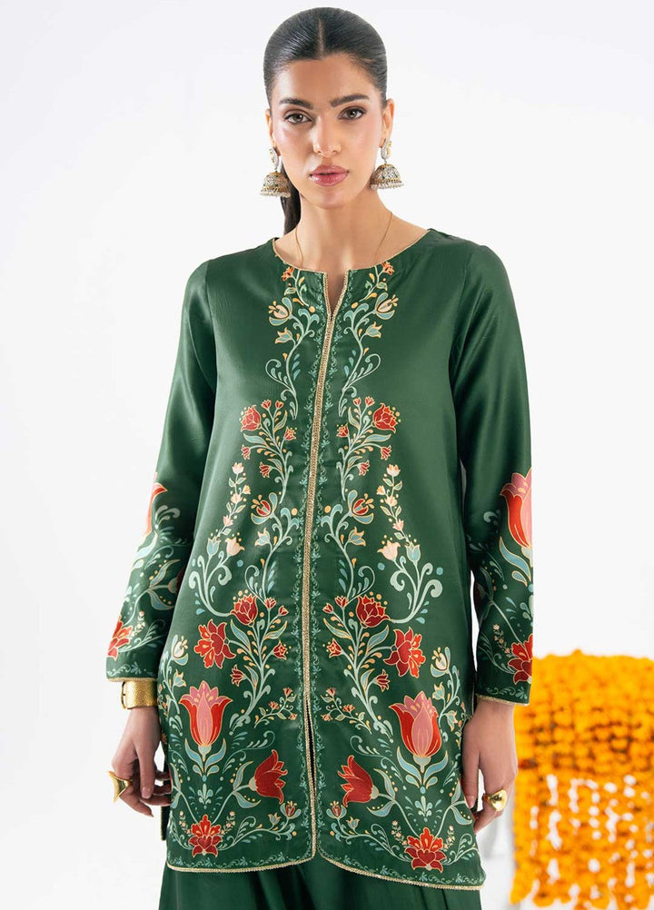 Zaymal Women RTW Printed Silk 2 Piece Suit EMERALD GREEN Festive Collection