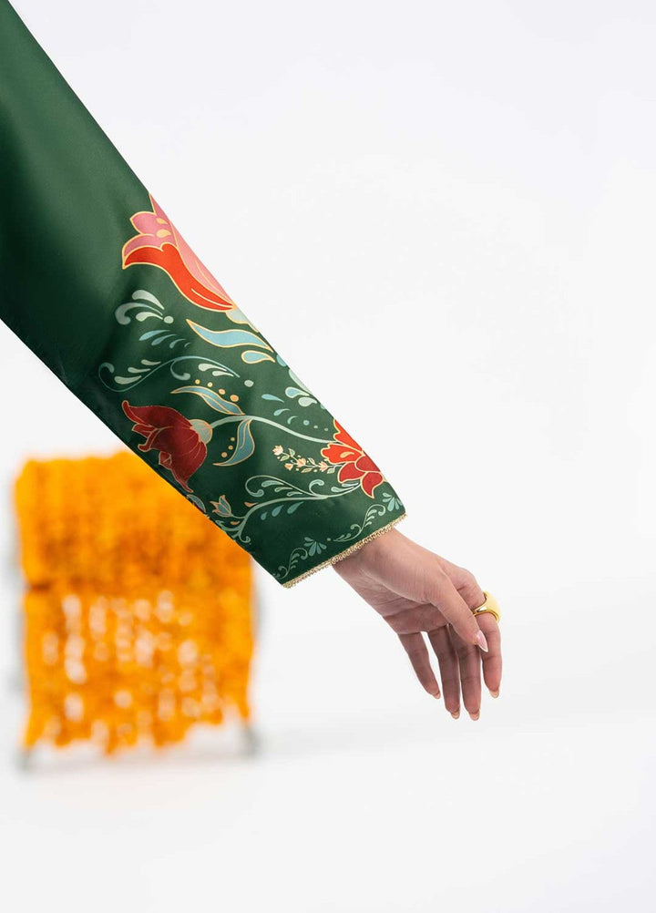 Zaymal Women RTW Printed Silk 2 Piece Suit EMERALD GREEN Festive Collection