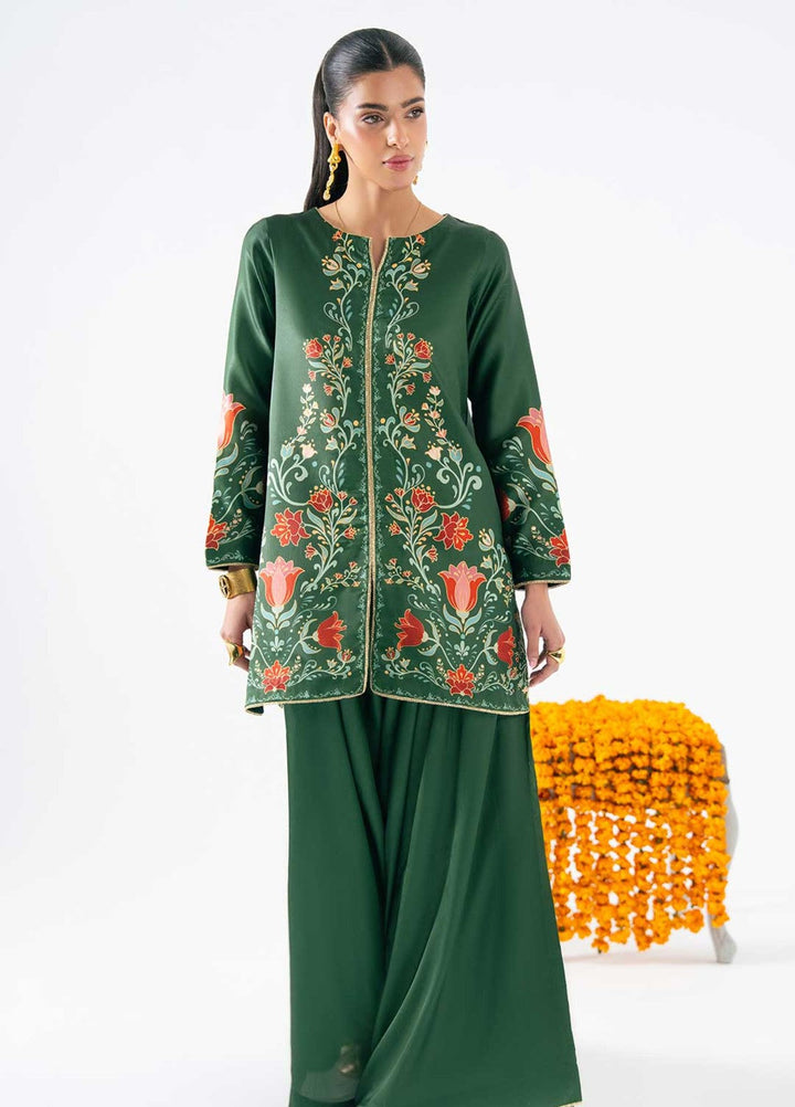 Zaymal Women RTW Printed Silk 2 Piece Suit EMERALD GREEN Festive Collection