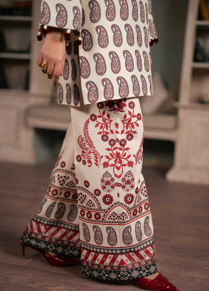 Zaymal Women RTW Printed Silk 3 Piece Suit BEIGE Festive Collection