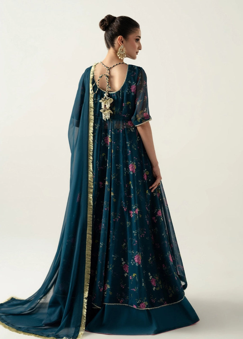 Zaymal Women RTW Printed Chiffon 3 Piece Suit DEEP TEAL Casual Collection