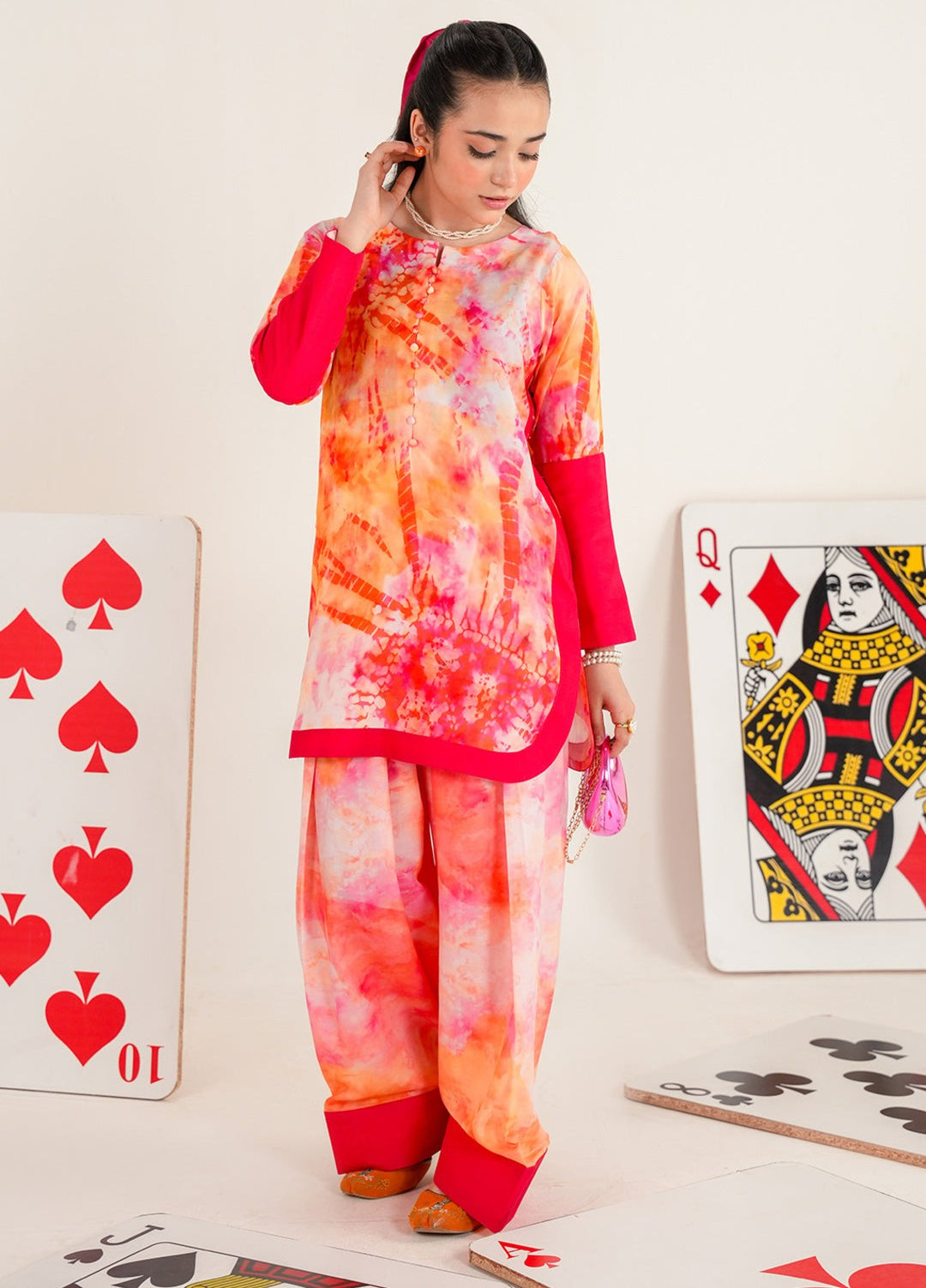 Bloomie by Panache Apparel Girls RTW Printed Lawn Silk 2 Piece Suit Fluffie Festive Collection