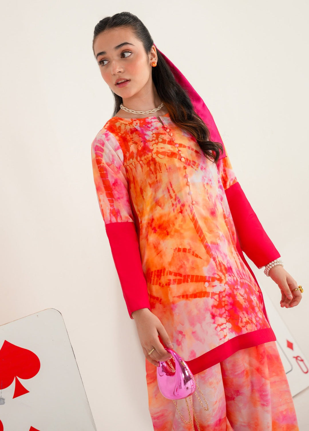 Bloomie by Panache Apparel Girls RTW Printed Lawn Silk 2 Piece Suit Fluffie Festive Collection